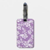 紫色のハワイのプリントの荷物のラベル ラゲッジタグ (裏面縦)