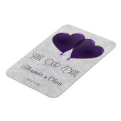 紫色のハートバルーン日付マグネットを保存 マグネット (左側)