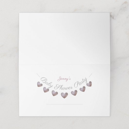 紫色のハートパーソナライズされたベビーシャワープレイスカード プレイスカード (外部開封)