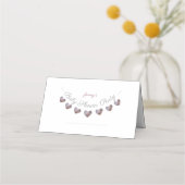 紫色のハートパーソナライズされたベビーシャワープレイスカード プレイスカード (正面)