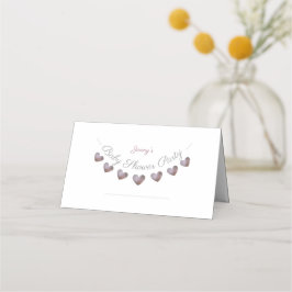 紫色のハートパーソナライズされたベビーシャワープレイスカード プレイスカード