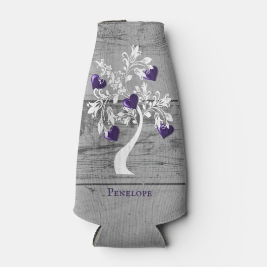 紫色のハートパーソナライズされたボトルクール ボトルクーラー (正面)