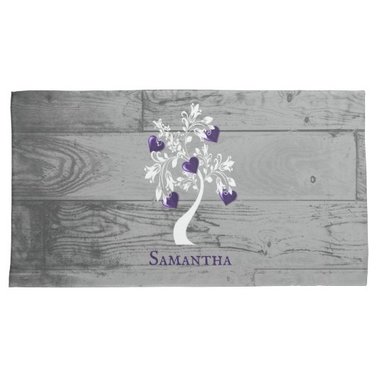 紫色のハートパーソナライズされた枕ケース 枕カバー (正面右)