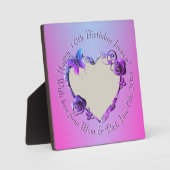 紫色のハートフレームフォト誕生日/記念日 フォトプラーク (正面)
