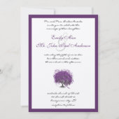 紫色のハートリーフツリー縁どウェディング招待 招待状 (正面)