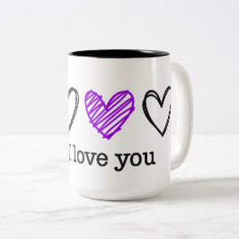 紫色のハート バレンタインデー P.S. I Love You デー ツートーンマグカップ