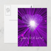 紫色のハート'Your Text'はがき ポストカード (正面/裏面)