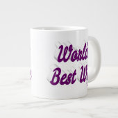 紫色のハーフコーヒーマグを持つ妻文字 ジャンボコーヒーマグカップ (正面右)