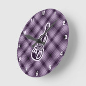 紫色のバイオリン ラウンド壁時計 (傾斜)