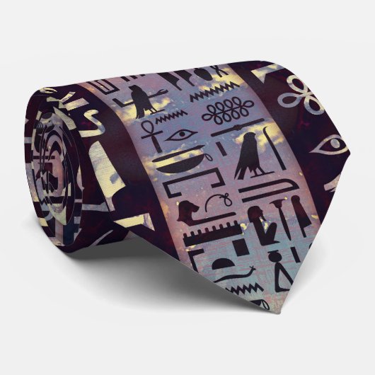 紫色のバイオレットのエジプトのヒエログリフ ネクタイ (ロール)