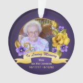 紫色のバイオレットの黄色バラの記念物の記念品 オーナメント (正面)