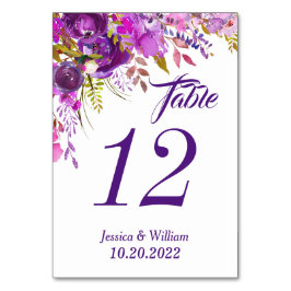 紫色のバイオレット水の色のフローラ結婚の テーブルナンバー