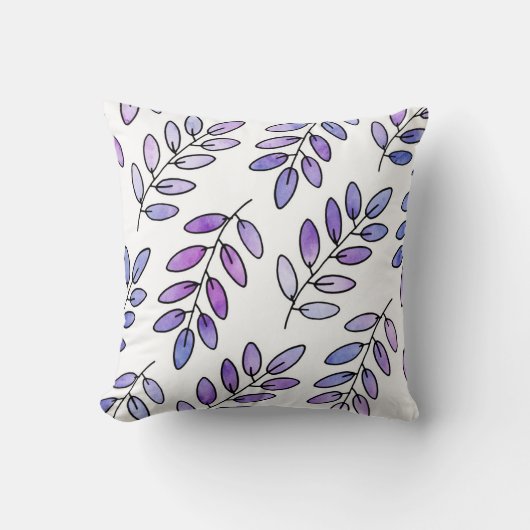 紫色のバイオレット水の色葉の クッション (正面)