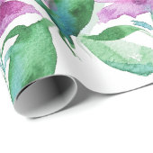 紫色のバイオレット水色フローラハンド色彩の鮮やか ラッピングペーパー (ロールコーナー)