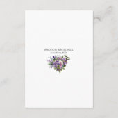 紫色のバイオレット水色ブーケ金ゴールドスクリプト エンクロージャーカード (裏面)