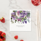 紫色のバイオレット水色ブーケ金ゴールドスクリプト スタンダードカクテルナプキン (インサイチュ)