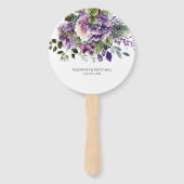 紫色のバイオレット水色ブーケ金ゴールドスクリプト ハンドファン (裏面)