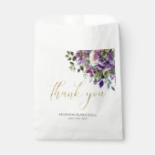 紫色のバイオレット水色ブーケ金ゴールドスクリプト フェイバーバッグ (正面)