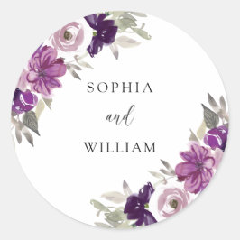 紫色のバイオレット色の花結婚のカップル ラウンドシール