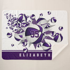 紫色のバスケットボールが女の子のスポーツルーム シェルパブランケット