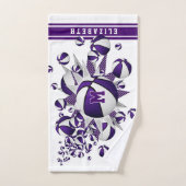 紫色のバスケットボールは女の子をモノグラムの主演する ハンドタオル (ハンドタオル)