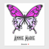 紫色のバタフライパーソナライズされたカットビニールシール シール (シート)