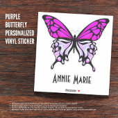 紫色のバタフライパーソナライズされたカットビニールシール シール