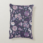 紫色のバックグラウンドフローラのシームレスなパターン アクセントクッション (裏面(縦))