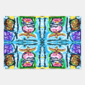 紫色のバッファローギフトラップ – 3枚のシートを含む ラッピングペーパーシート (正面)