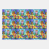 紫色のバッファローギフトラップ – 3枚のシートを含む ラッピングペーパーシート (正面3)