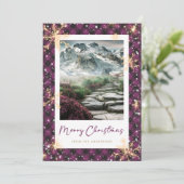 紫色のバッファロープレイドマウンテンクリスマスカード シーズンカード (スタンド正面)