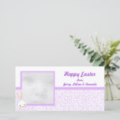 紫色のバニーの復活祭のフォトカード シーズンカード (スタンド正面)