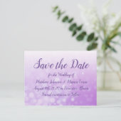 紫色のバブルパーソナライズされた日付はがきを保存 ポストカード (スタンド正面)