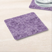 紫色のバブルラップパターン スクエアペーパーコースター (アングル)