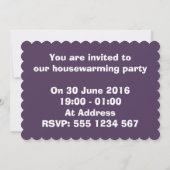 紫色のバブルラップ引っ越し祝いパーティー招待 招待状 (裏面)