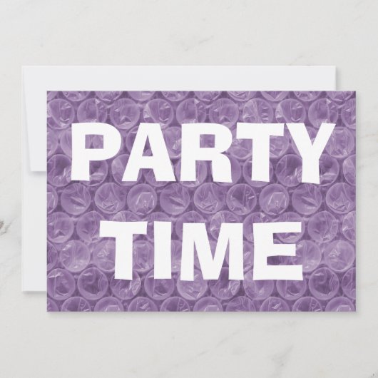 紫色のバブルラップ誕生日パーティーの招待 招待状 (正面)