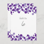紫色のバブル紙吹雪テーブル番号カード ポストカード (正面/裏面)