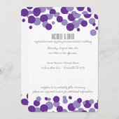 紫色のバブル紙吹雪結婚式招待状 招待状 (正面/裏面)