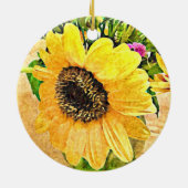 紫色のバラおよびテディー・ベアのヒマワリのオーナメント セラミックオーナメント (裏面)