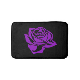 紫色のバラおよび黒のバス・マット バスマット