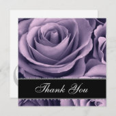 紫色のバラのレースのリボンの結婚式のサンキューカード サンキューカード (正面/裏面)