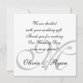 紫色のバラのレースのリボンの結婚式のサンキューカード サンキューカード (裏面)