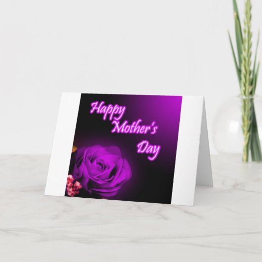 紫色のバラの幸せな母の日のデザイン カード (正面)