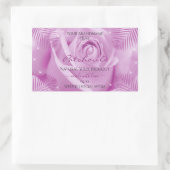 紫色のバラの花とパーム葉の製品ラベル 長方形シール (バッグ)