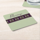 紫色のバラをメイブ スクエアペーパーコースター (アングル)