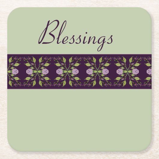 紫色のバラをメイブ スクエアペーパーコースター (正面)