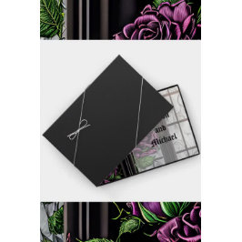 紫色のバラザウィンドウ – ゴシックスタイル結婚ズ ゲストブック