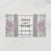 紫色のバラザウィンドウ – ゴシックスタイル結婚ズ プレイスカード (裏面)