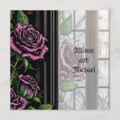 紫色のバラザウィンドウ – ゴシックスタイル結婚ズ メニュー (裏面)