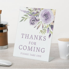 紫色のバラ感謝していフローラシ来ャワー 台座サイン